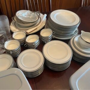 Classic White and Silver Dinnerware Set